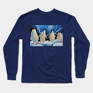 Penguins Oil Painting Long Sleeve T-Shirt